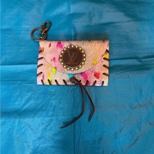 Louis Vuitton Multicolor Ponyhair Card Case with Brown LV Medallion